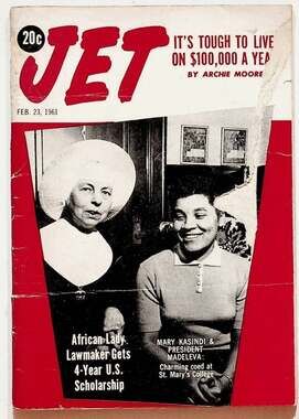 Jet Magazine February 23 1961 Mary Kasindi & President Madeleva Archie Moore